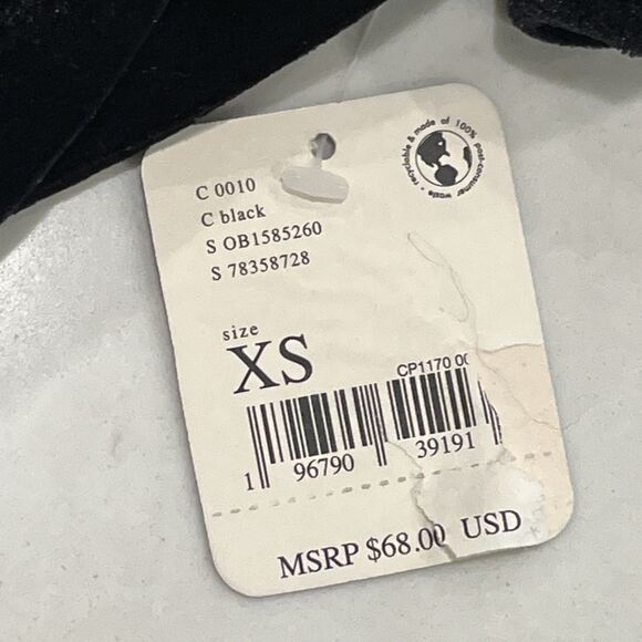 Free People NEW XS Terese Top Black Velvet Cropped Tie Smocked Neck Short Sleeve - Picture 10 of 12